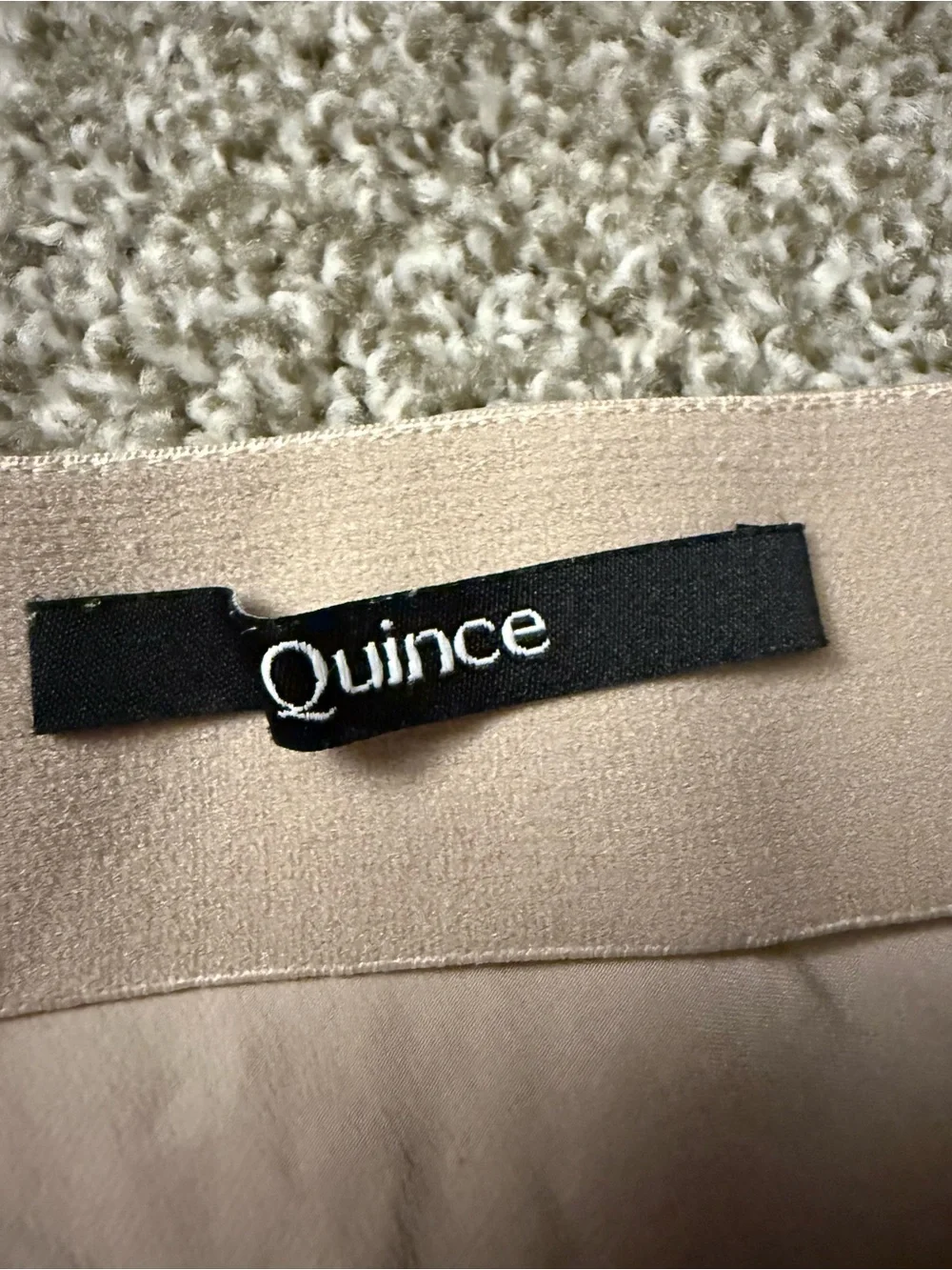 Quince Cream A-Line Champagne midi Skirt 100% silk - Picture 3 of 6